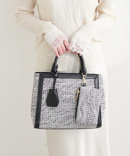 natural couture（ナチュラルクチュール）の「フラグメント付きミドルBAG（ハンドバッグ・レディース・ベージュ/アイボリー/ブラック・FREE）」の20枚目の写真