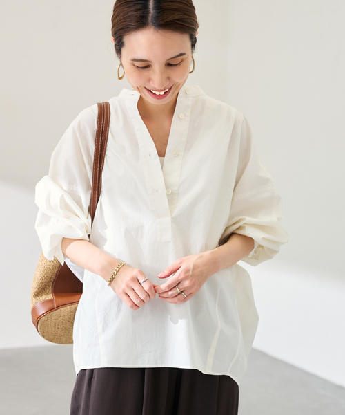 FRAMeWORK(フレームワーク)の「≪追加≫タイプライターコクーンブラウス(シャツ/ブラウス・レディース・ホワイト/ブルー/ブラック・FREE)」の4枚目の写真