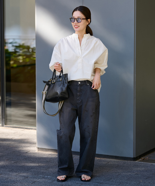 FRAMeWORK(フレームワーク)の「≪追加≫タイプライターコクーンブラウス(シャツ/ブラウス・レディース・ホワイト/ブルー/ブラック・FREE)」の9枚目の写真