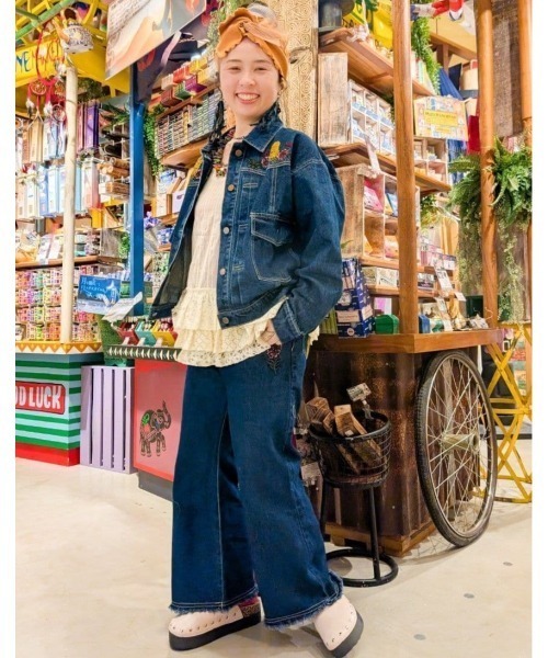 チャイハネ（チャイハネ）の「【チャイハネ】デニム刺繍ジャケット（デニムジャケット・レディース・ネイビー/ブルー・FREE）」の12枚目の写真