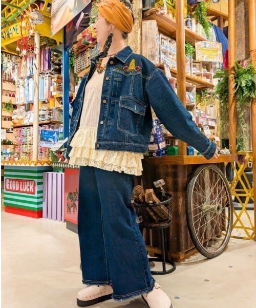 チャイハネ（チャイハネ）の「【チャイハネ】デニム刺繍ジャケット（デニムジャケット・レディース・ネイビー/ブルー・FREE）」の13枚目の写真