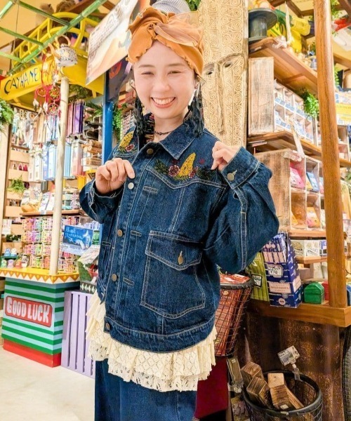チャイハネ（チャイハネ）の「【チャイハネ】デニム刺繍ジャケット（デニムジャケット・レディース・ネイビー/ブルー・FREE）」の14枚目の写真