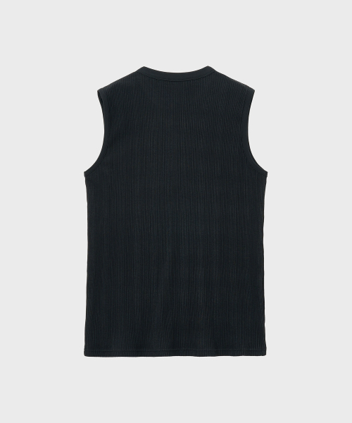 NOIRER（ノイア）の「マルチリブヘンリーネックスリーブレス（ブラック）（Tシャツ/カットソー・メンズ・その他・48/50）」の3枚目の写真