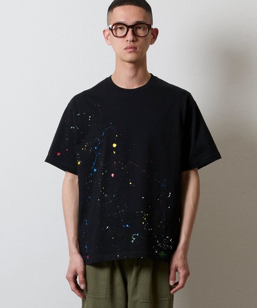 HAND PAINTED BASIC HEM PRINTED T-SHIRT / ハンドペイント ベーシック