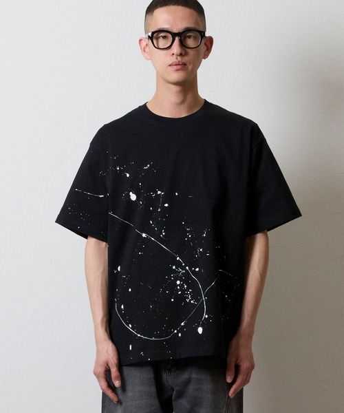 HAND PAINTED BASIC HEM PRINTED T-SHIRT / ハンドペイント ベーシック