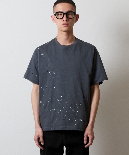 HAND PAINTED BASIC HEM PRINTED T-SHIRT / ハンドペイント ベーシック