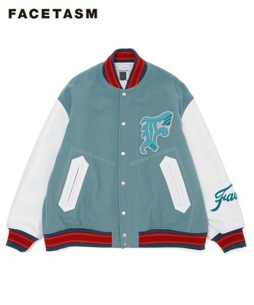 FACETASM】PATCHED STADIUM JACKET / スモークブルー [KR-JK-M02