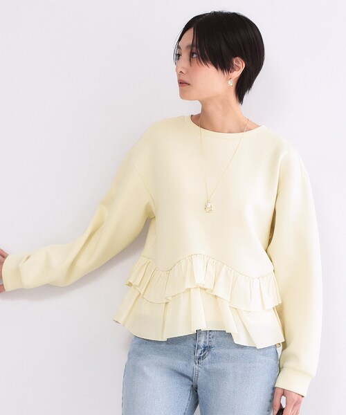 OPAQUE.CLIP（オペークドットクリップ）の「裾フリルドッキングトップス【洗濯機OK】（Tシャツ/カットソー・レディース・グレー系4/ネイビー/ライトイエロー系/ホワイト・42/40/38/36）」の4枚目の写真