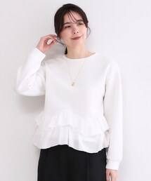 OPAQUE.CLIP | 裾フリルドッキングトップス【洗濯機OK】(Tシャツ/カットソー)