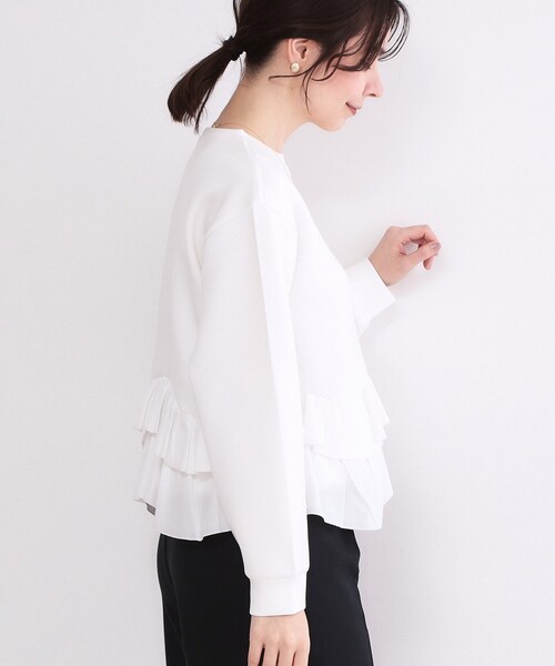 OPAQUE.CLIP（オペークドットクリップ）の「裾フリルドッキングトップス【洗濯機OK】（Tシャツ/カットソー・レディース・グレー系4/ネイビー/ライトイエロー系/ホワイト・42/40/38/36）」の5枚目の写真