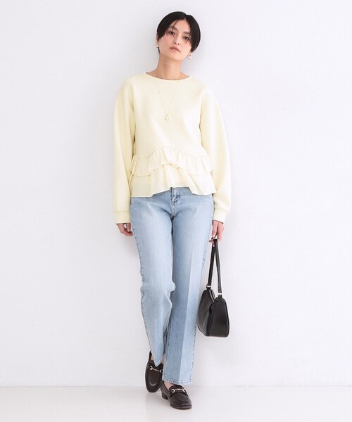 OPAQUE.CLIP（オペークドットクリップ）の「裾フリルドッキングトップス【洗濯機OK】（Tシャツ/カットソー・レディース・グレー系4/ネイビー/ライトイエロー系/ホワイト・42/40/38/36）」の10枚目の写真