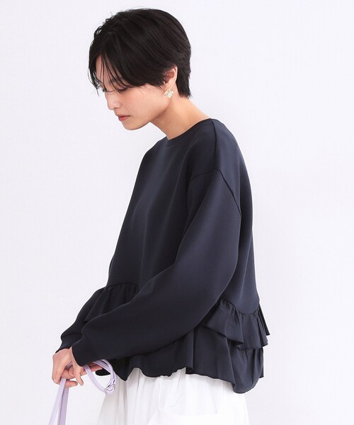 OPAQUE.CLIP（オペークドットクリップ）の「裾フリルドッキングトップス【洗濯機OK】（Tシャツ/カットソー・レディース・グレー系4/ネイビー/ライトイエロー系/ホワイト・42/40/38/36）」の13枚目の写真