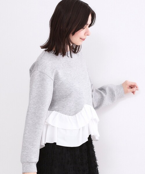 OPAQUE.CLIP（オペークドットクリップ）の「裾フリルドッキングトップス【洗濯機OK】（Tシャツ/カットソー・レディース・グレー系4/ネイビー/ライトイエロー系/ホワイト・42/40/38/36）」の17枚目の写真