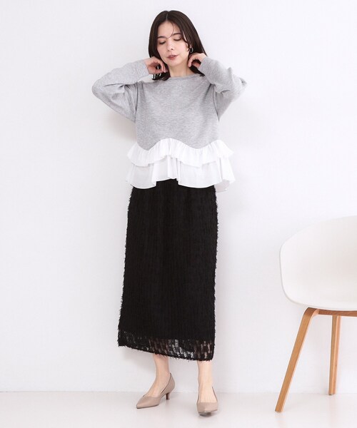 OPAQUE.CLIP（オペークドットクリップ）の「裾フリルドッキングトップス【洗濯機OK】（Tシャツ/カットソー・レディース・グレー系4/ネイビー/ライトイエロー系/ホワイト・42/40/38/36）」の18枚目の写真