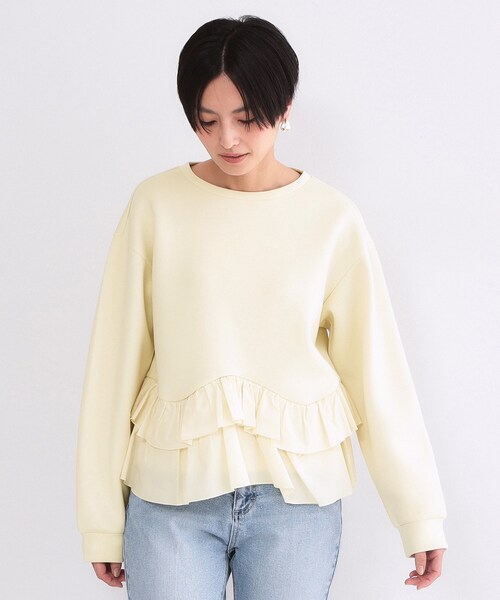 OPAQUE.CLIP（オペークドットクリップ）の「裾フリルドッキングトップス【洗濯機OK】（Tシャツ/カットソー・レディース・グレー系4/ネイビー/ライトイエロー系/ホワイト・42/40/38/36）」の21枚目の写真