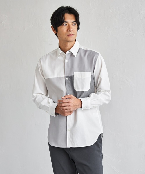 ikka(イッカ)の「オックスブロックスグラデシャツ(シャツ/ブラウス・メンズ・ホワイト/ネイビー・XL/L/M/S)」の2枚目の写真
