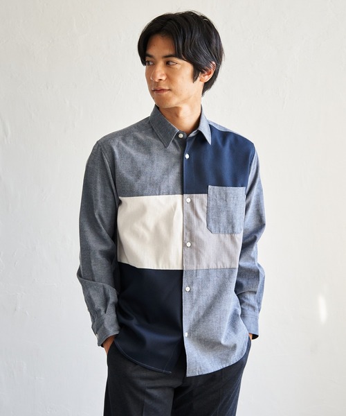 ikka(イッカ)の「オックスブロックスグラデシャツ(シャツ/ブラウス・メンズ・ホワイト/ネイビー・XL/L/M/S)」の6枚目の写真