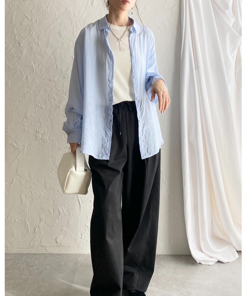She's Closet（シーズクローゼット）の「クルーネック長袖 シアートップス ロングTシャツ（Tシャツ/カットソー・レディース・ホワイト/ライトグレー/ブラック・FREE）」の17枚目の写真