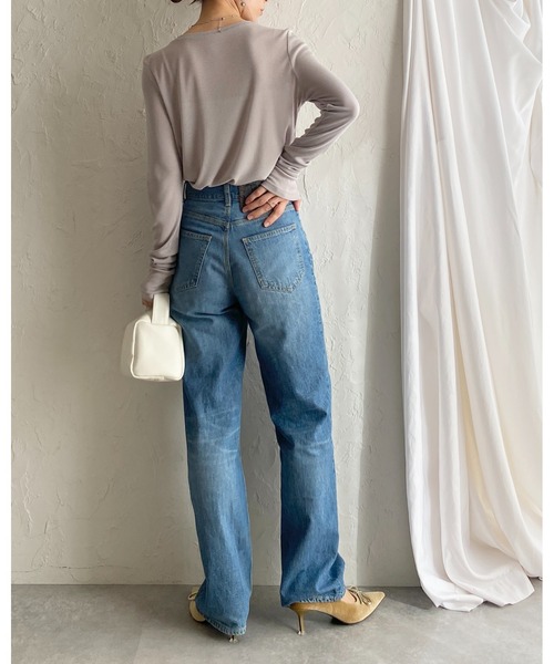 She's Closet（シーズクローゼット）の「クルーネック長袖 シアートップス ロングTシャツ（Tシャツ/カットソー・レディース・ホワイト/ライトグレー/ブラック・FREE）」の20枚目の写真