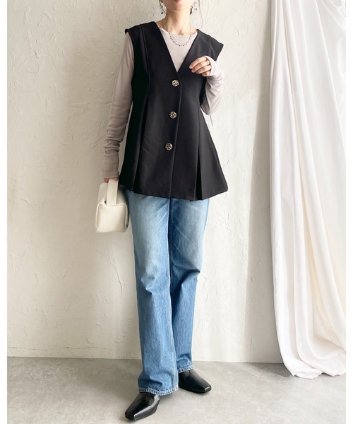 She's Closet（シーズクローゼット）の「クルーネック長袖 シアートップス ロングTシャツ（Tシャツ/カットソー・レディース・ホワイト/ライトグレー/ブラック・FREE）」の21枚目の写真