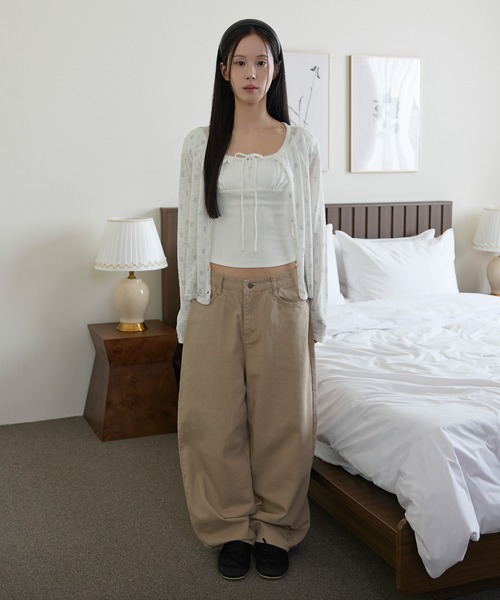 UNE MANSION(ユヌマンション)の「フラワージャガードラブリーリボンキャミソール(Tシャツ/カットソー・レディース・ブラウン/アイボリー/スカイブルー・FREE)」の21枚目の写真