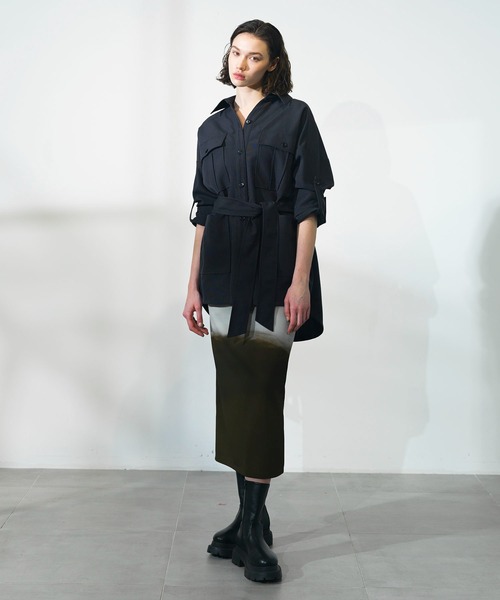 CITY TOKYO（シティトウキョウ）の「【CITY TOKYO/シティートウキョウ】オーバーサファリシャツ（シャツ/ブラウス・レディース・ベージュ/ダークグレー・FREE）」の5枚目の写真