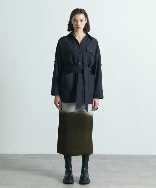 CITY TOKYO（シティトウキョウ）の「【CITY TOKYO/シティートウキョウ】オーバーサファリシャツ（シャツ/ブラウス・レディース・ベージュ/ダークグレー・FREE）」の6枚目の写真