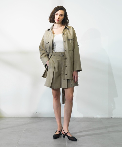 CITY TOKYO（シティトウキョウ）の「【CITY TOKYO/シティートウキョウ】オーバーサファリシャツ（シャツ/ブラウス・レディース・ベージュ/ダークグレー・FREE）」の9枚目の写真