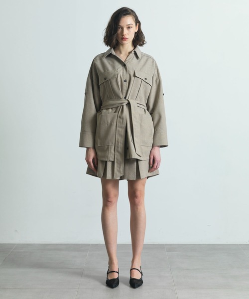 CITY TOKYO（シティトウキョウ）の「【CITY TOKYO/シティートウキョウ】オーバーサファリシャツ（シャツ/ブラウス・レディース・ベージュ/ダークグレー・FREE）」の13枚目の写真