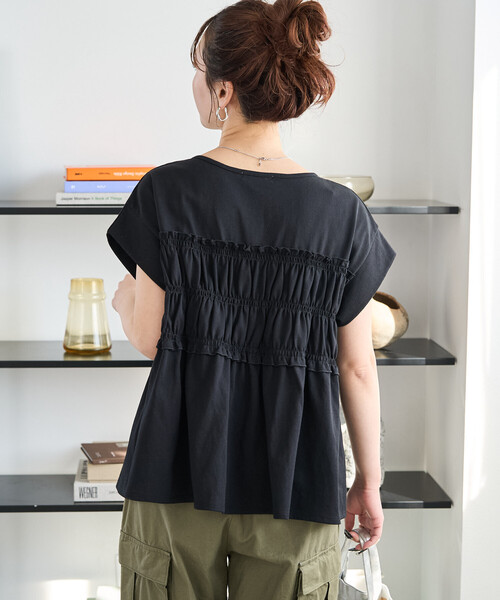 FREAK'S STORE（フリークスストア）の「限定展開　カットシャーリング ボタン ノースリーブ Tシャツ（Tシャツ/カットソー・レディース・ブラック/ブルー/オフホワイト/ブラウン/ライトグレー・ﾌﾘ-）」の8枚目の写真