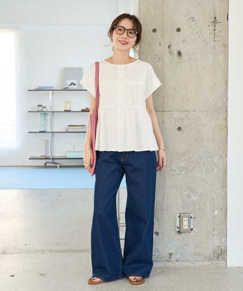 FREAK'S STORE（フリークスストア）の「限定展開　カットシャーリング ボタン ノースリーブ Tシャツ（Tシャツ/カットソー・レディース・ブラック/ブルー/オフホワイト/ブラウン/ライトグレー・ﾌﾘ-）」の15枚目の写真