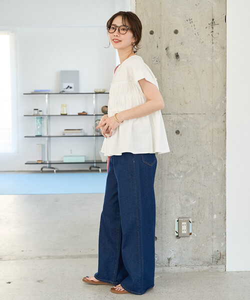 FREAK'S STORE（フリークスストア）の「限定展開　カットシャーリング ボタン ノースリーブ Tシャツ（Tシャツ/カットソー・レディース・ブラック/ブルー/オフホワイト/ブラウン/ライトグレー・ﾌﾘ-）」の16枚目の写真