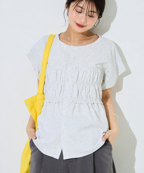 FREAK'S STORE（フリークスストア）の「限定展開　カットシャーリング ボタン ノースリーブ Tシャツ（Tシャツ/カットソー・レディース・ブラック/ブルー/オフホワイト/ブラウン/ライトグレー・ﾌﾘ-）」の20枚目の写真