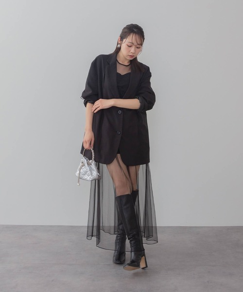 セール】【LEJA】フラワースパンコールチュールシアーワンピースキャミ