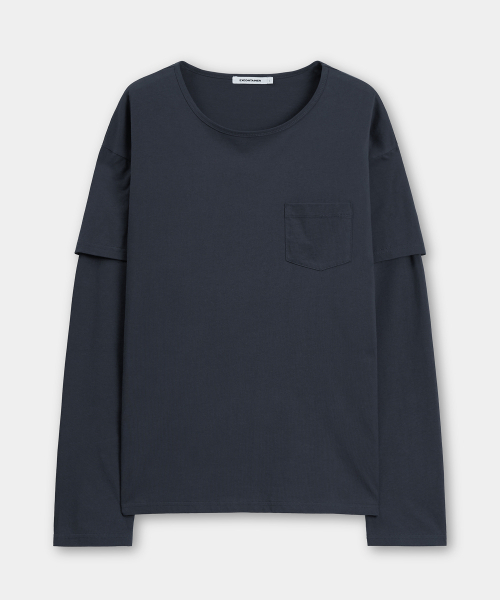 EXCONTAINER(エックスコンテナ)の「Uネックレイヤードロングスリーブ (ネイビー)(Tシャツ/カットソー・メンズ・その他・MEDIUM/LARGE/X-LARGE)」の2枚目の写真