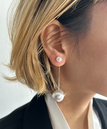 【2WAY】ダブル ロングパールピアス