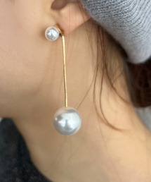 【2WAY】ダブル ロングパールピアス