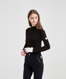 E.PARCA（イパルカ）の「シグニチャークロスオーバーベーシックモックネックシャツ（ブラック）（Tシャツ/カットソー）」