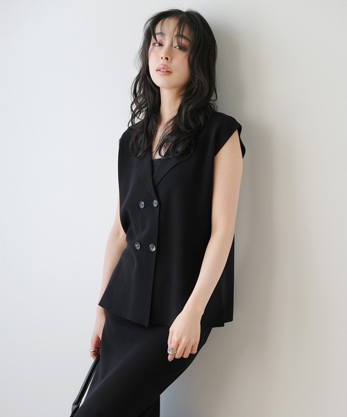 La-gemme(ラジェム)の「ニットベストセットアップ(セットアップ・レディース・モカ/ブラック・フリー)」の5枚目の写真