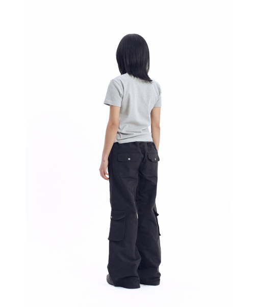 即日発送 Crack Henry Neck Half Top (Black) AAKAM（アーカム）の「Crack Henry Neck Half Top (Gray)（Tシャツ