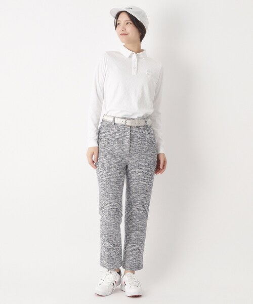 adabat（アダバット）の「◆3Dジャカード長袖ポロシャツ（ポロシャツ・レディース・ホワイト/ネイビー/パープル・42/40/38）」の5枚目の写真