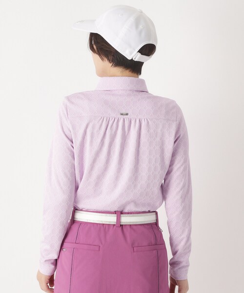 adabat（アダバット）の「◆3Dジャカード長袖ポロシャツ（ポロシャツ・レディース・ホワイト/ネイビー/パープル・42/40/38）」の8枚目の写真