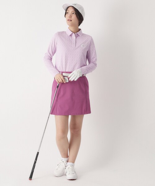 adabat（アダバット）の「◆3Dジャカード長袖ポロシャツ（ポロシャツ・レディース・ホワイト/ネイビー/パープル・42/40/38）」の10枚目の写真