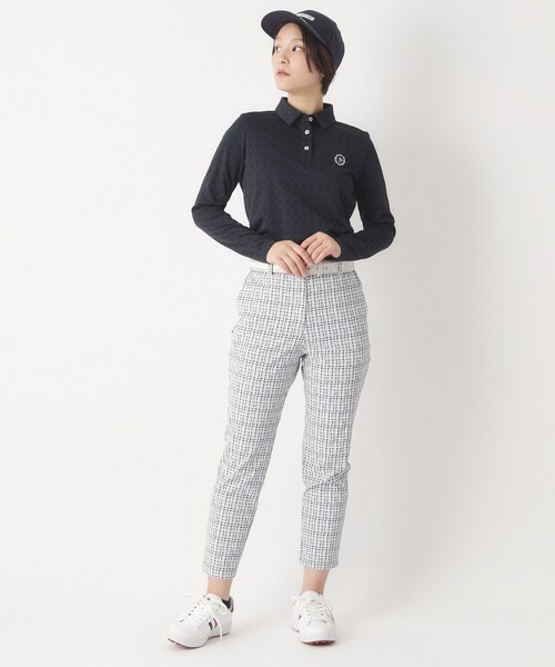 adabat（アダバット）の「◆3Dジャカード長袖ポロシャツ（ポロシャツ・レディース・ホワイト/ネイビー/パープル・42/40/38）」の13枚目の写真