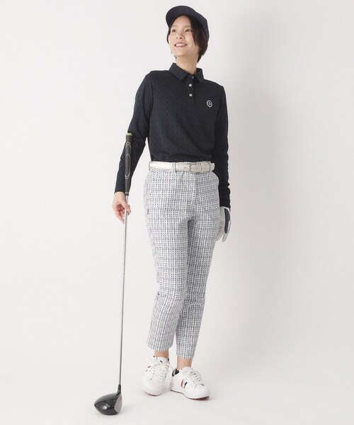 adabat（アダバット）の「◆3Dジャカード長袖ポロシャツ（ポロシャツ・レディース・ホワイト/ネイビー/パープル・42/40/38）」の14枚目の写真