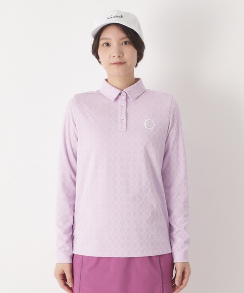 adabat（アダバット）の「◆3Dジャカード長袖ポロシャツ（ポロシャツ・レディース・ホワイト/ネイビー/パープル・42/40/38）」の16枚目の写真