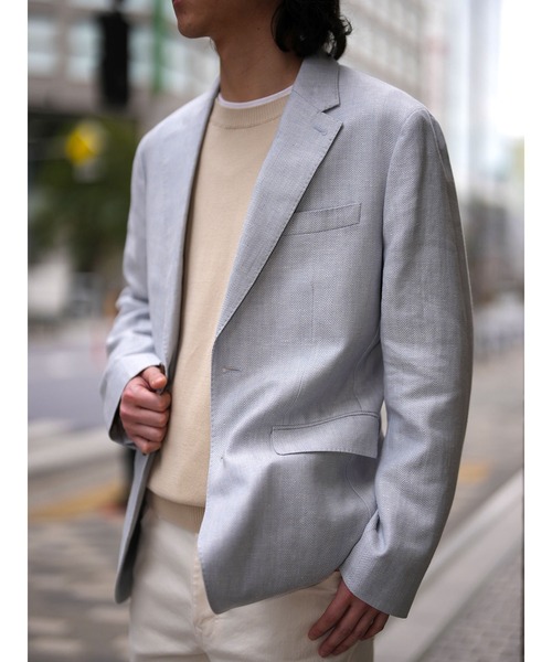 Banana Republic（バナナリパブリック）の「ヘリンボーン リネン メリノ スーツジャケット（スーツジャケット・メンズ・ライトブルー・42/40/38/36/34）」の4枚目の写真