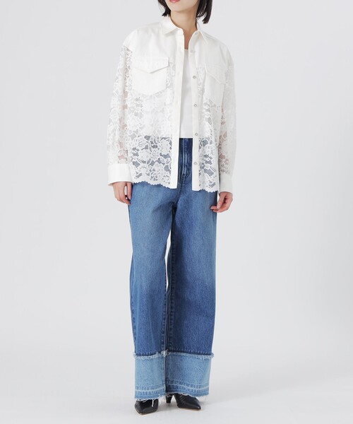 LOVELESS（ラブレス）の「レースコンビシャツ（シャツ/ブラウス・レディース・ブルー系その他2/オフホワイト・36/34）」の7枚目の写真