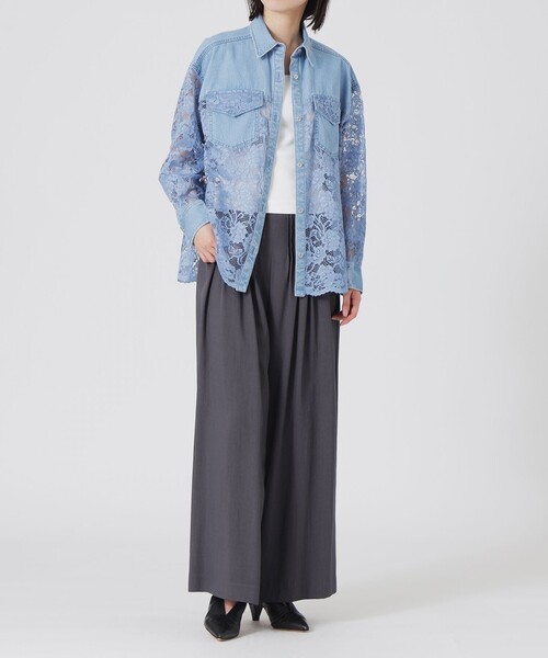 LOVELESS（ラブレス）の「レースコンビシャツ（シャツ/ブラウス・レディース・ブルー系その他2/オフホワイト・36/34）」の8枚目の写真