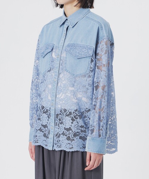 LOVELESS（ラブレス）の「レースコンビシャツ（シャツ/ブラウス・レディース・ブルー系その他2/オフホワイト・36/34）」の12枚目の写真